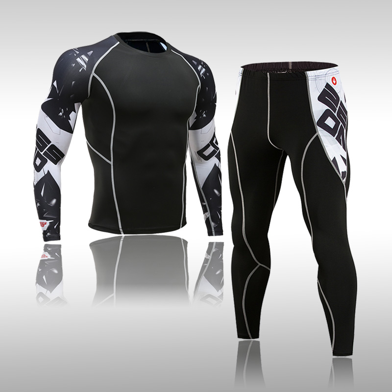 남자의 열 속옷 가을과 겨울 셔츠 훈련 티셔츠 MMA 운동복 야외 스포츠 러닝 사이클링 세트 XXXXL